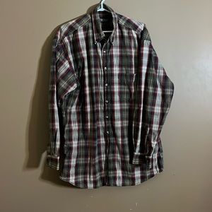 Plaid long sleeve button down shirt TALL l1